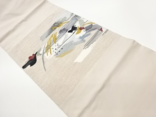 JAPANESE KIMONO / HIRAKI NAGOYA OBI / TSUZURE / WOVEN ABSTRACT PATTERN